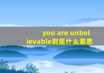 you are unbelievable到底什么意思